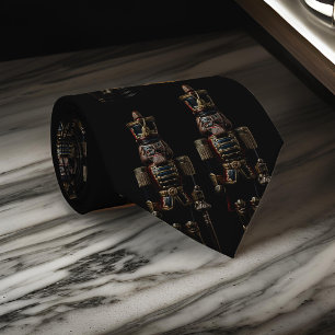 Elegant Nutcracker Soldier Black Shadow Neck Tie