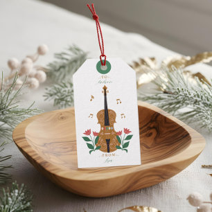 Elegant Nutcracker Violin Floral Music To & From Gift Tags