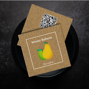 Elegant nutritionist qr code kraft professional square business card