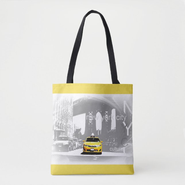 Elegant Nyc New York Brooklyn Bridge Yellow Taxi Tote Bag (Front)