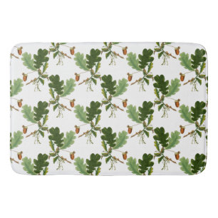 Elegant Oak Leaf and Acorn Bath Mat