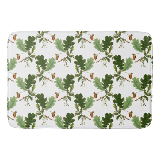 Elegant Oak Leaf and Acorn Bath Mat (Front)