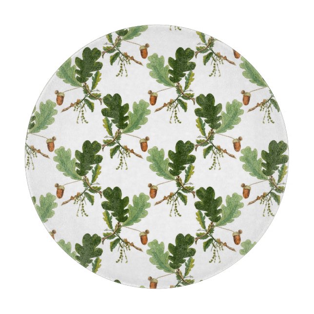 Elegant Oak Leaf and Acorn Cutting Board (Front)
