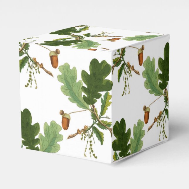 Elegant Oak Leaf and Acorn Favour Box (Front Side)