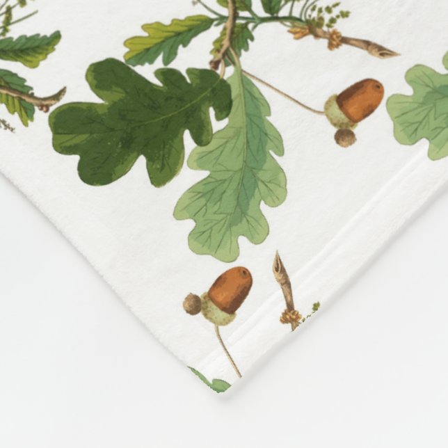 Elegant Oak Leaf and Acorn Fleece Blanket (Corner)