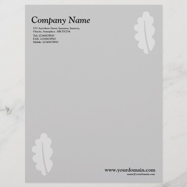 Elegant Oak Leaf - Light Grey Letterhead Design (Front)