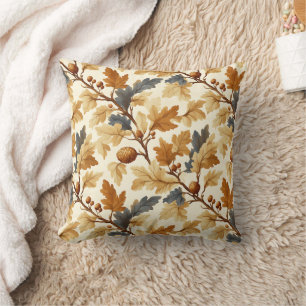 Elegant Oak Leaf & Pinecone Fall Pattern Cushion