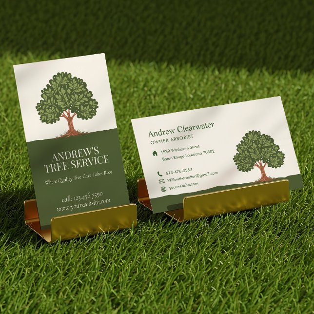 Elegant Oak Tree Lawn Care Landscaping Arborists  Business Card (Elegant Oak Tree Lawn Care Landscaping Arborists Business Card)