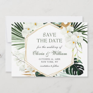 Elegant Oasis Orchid Bohemian Greenery Wedding  Save The Date