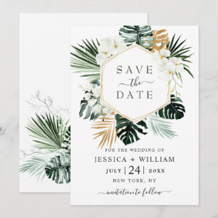 Elegant Oasis Orchid Bohemian Greenery Wedding  Save The Date