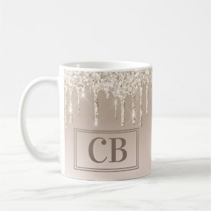 Elegant Oatmeal Beige Faux Glitter Mug