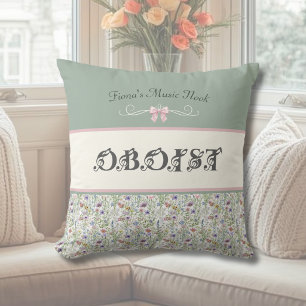 Elegant Oboe Wildflower Music Nook Cushion