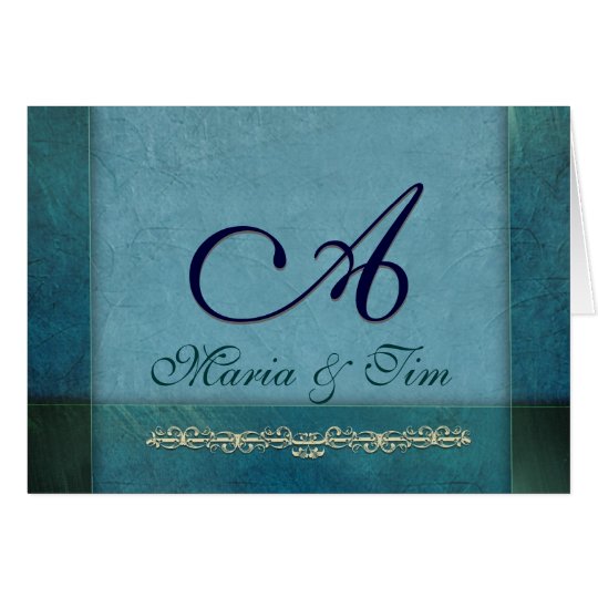 Elegant ocean and sky blue monogram card