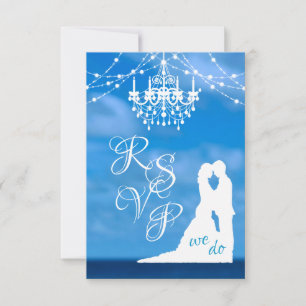 Elegant Ocean Beach, Chandelier & Summer Wedding RSVP Card