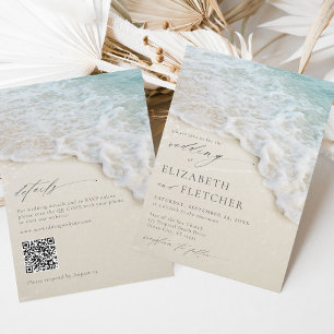 Elegant Ocean Beach QR Code All in One Wedding Invitation