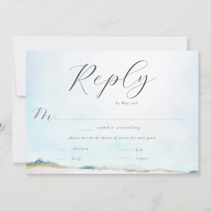 Elegant Ocean Beach Watercolor Wedding Meal RSVP