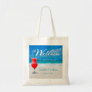 Elegant Ocean Beach Wedding Drink Welcome Favour Tote Bag