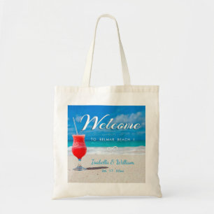 Elegant Ocean Beach Wedding Drink Welcome Favour Tote Bag