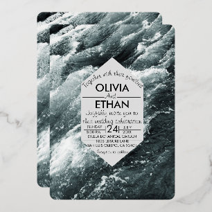 Elegant Ocean Black And White Waves Wedding