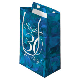 Elegant Ocean Blue 30 and Flirty Birthday Party Small Gift Bag