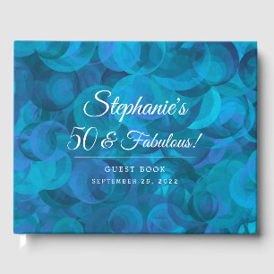 Elegant Ocean Blue 50 and Fabulous Birthday Party Guest Book