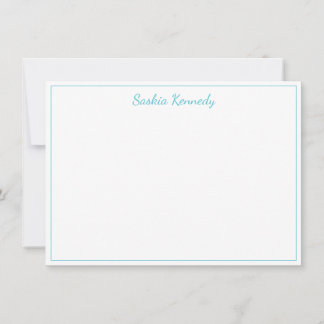 Elegant Ocean Blue Dancing Script Border Card