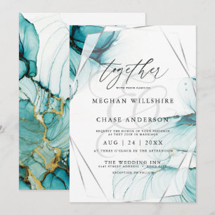 Elegant Ocean Blue Teal Watercolor Invitation