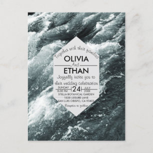 Elegant ocean blue waves Invitation Postcard