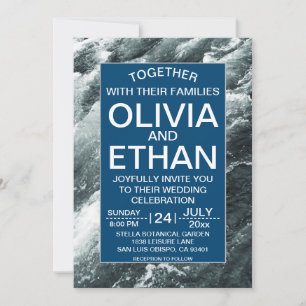 Elegant ocean blue waves Wedding Invitation