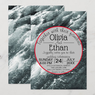 Elegant ocean blue waves Wedding Invitation