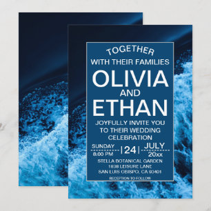 Elegant ocean blue waves Wedding Invitation