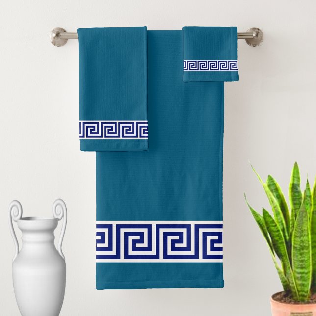 Elegant Ocean Blue & White Bath Towel Set (Creator Uploaded)