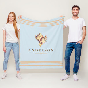Elegant Ocean Conch Seashell - Personalised Fleece Blanket