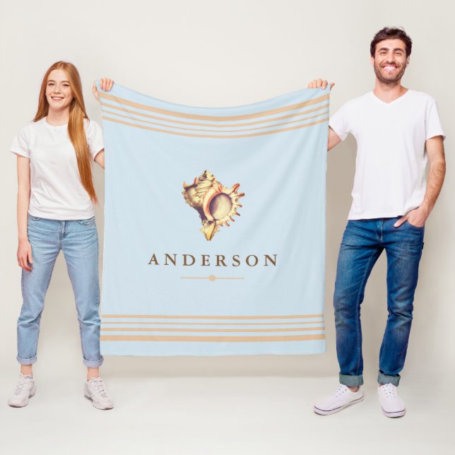 Elegant Ocean Conch Seashell - Personalised Fleece Blanket (In Situ)