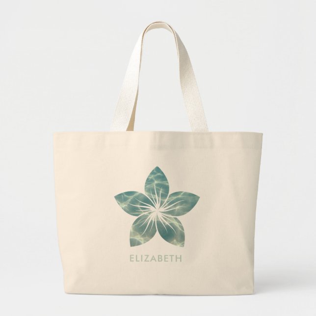Elegant Ocean frangipani flower Custom Large Tote Bag (Front)
