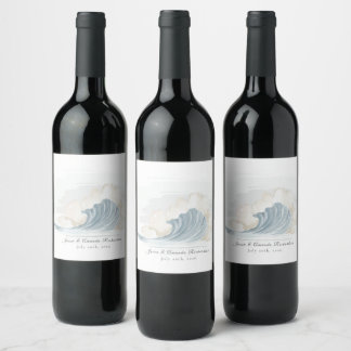 Elegant Ocean-Inspired Reception Wine Label