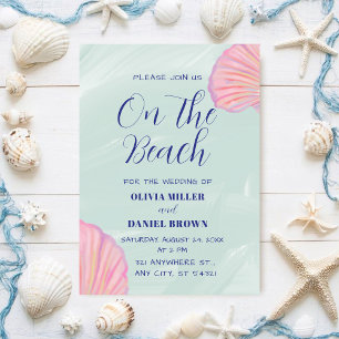 Elegant Ocean Pastel Seashell Beach Wedding Invitation