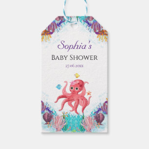 Elegant Ocean Sea Octopus Baby Shower Birthday Gift Tags