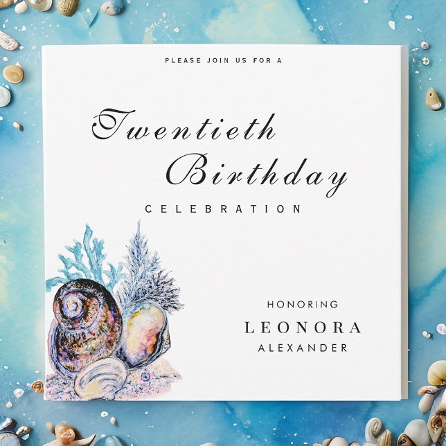 Elegant Ocean Seashell ANY Birthday Party Invitation (Creator Uploaded)