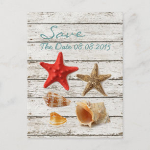 elegant ocean seashells beach save the date announcement postcard