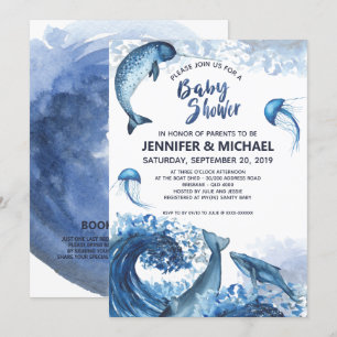 Elegant Ocean Watercolor Baby Shower Invitation