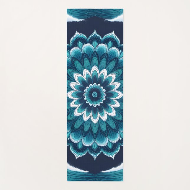 Elegant Ocean Wave Mandala Yoga Mat (Front)