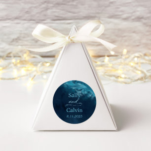 Elegant Ocean Wave Wedding Save the Date  Classic Round Sticker