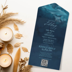 Elegant Ocean Wave with Tearaway RSVP All In One Invitation