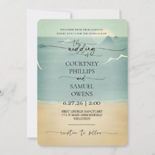 Elegant Ocean Waves Wedding Invitation