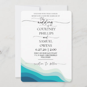 Elegant Ocean Waves Wedding Invitation