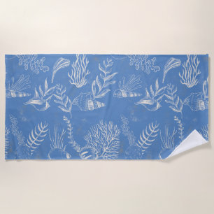 Elegant oceane blue toile beach towel