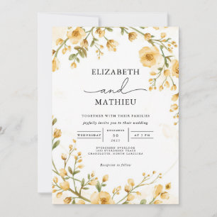 Elegant Ochre Floral Garden Wedding Invitation