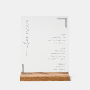 Elegant Off-White Bar Menu Acrylic Sign