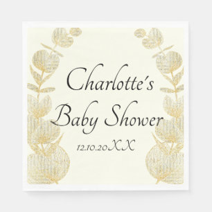 Elegant Off White Gender Neutral Baby Shower  Napkin
